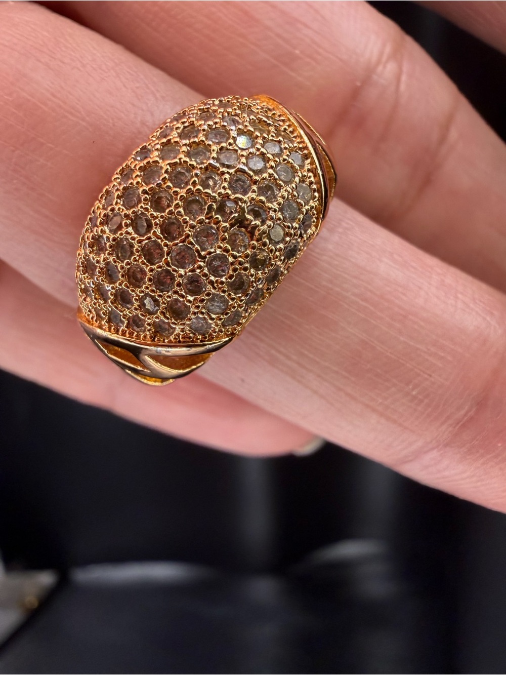 Gold Pavé Dome Ring - Women Jewelry - Picture 5 of 6